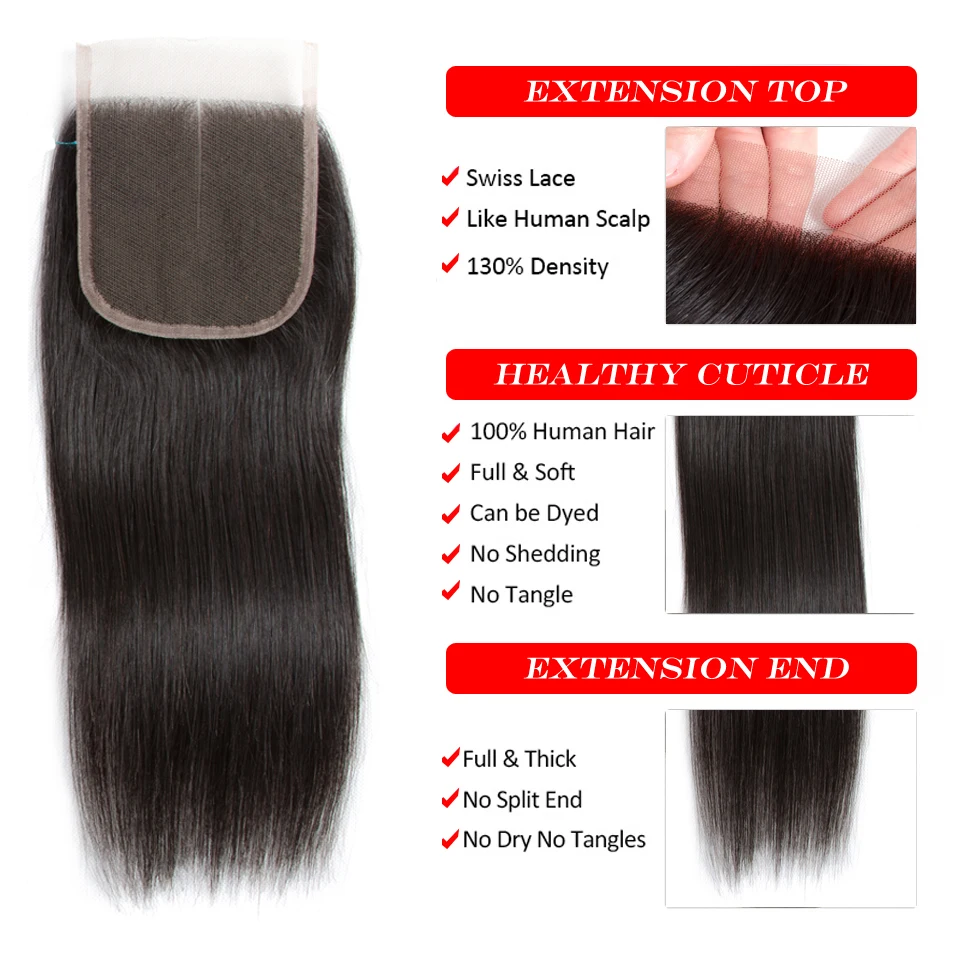 Sweetie 3 Bundles Brazilian Straight Hair Weave Bundles with Closure Three Part Human Hair Bundles with Lace Closure non-remy
Sweetie 3 Bundles Brazilian Straight Hair Weave Bundles with Closure Three Part Human Hair Bundles with Lace Closure non-remy