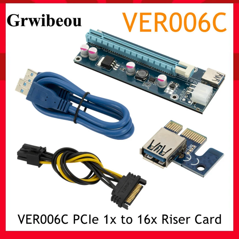 Grwibeou 10PCS VER006C PCIe 1x to 16x Express Riser Card Graphic pci-e riser Extender 60cm USB 3.0 Cable SATA to 6Pin Power for 
Grwibeou 10PCS VER006C PCIe 1x to 16x Express Riser Card Graphic pci-e riser Extender 60cm USB 3.0 Cable SATA to 6Pin Power for