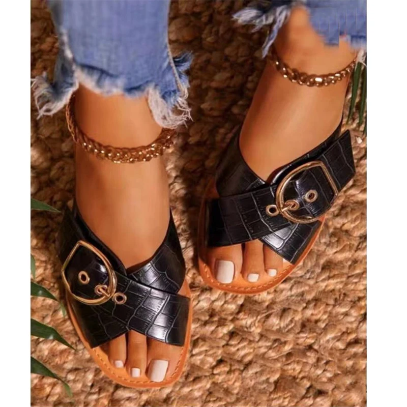 2021 summer new style cross open toe solid color casual roman style flat bottom large size outdoor beach female slippers
2021 summer new style cross open toe solid color casual roman style flat bottom large size outdoor beach female slippers