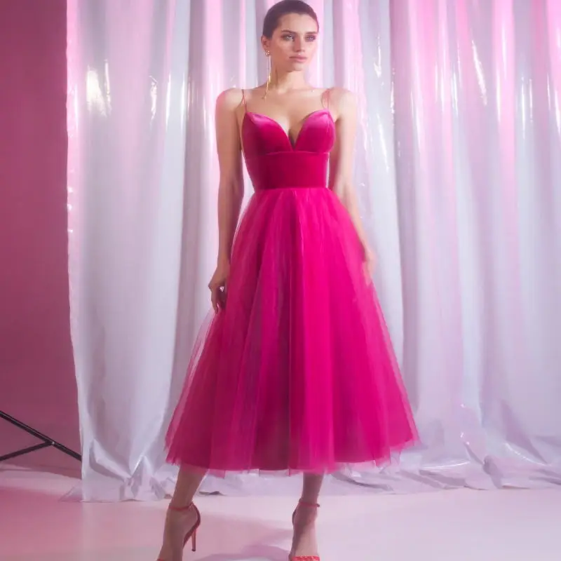 2020 New Fuchsia Cocktail Dresses With Straps A Line Tulle Tea Length Prom Dress Lining Custom Made Cheap Vestidos De Cóctel
2020 New Fuchsia Cocktail Dresses With Straps A Line Tulle Tea Length Prom Dress Lining Custom Made Cheap Vestidos De Cóctel