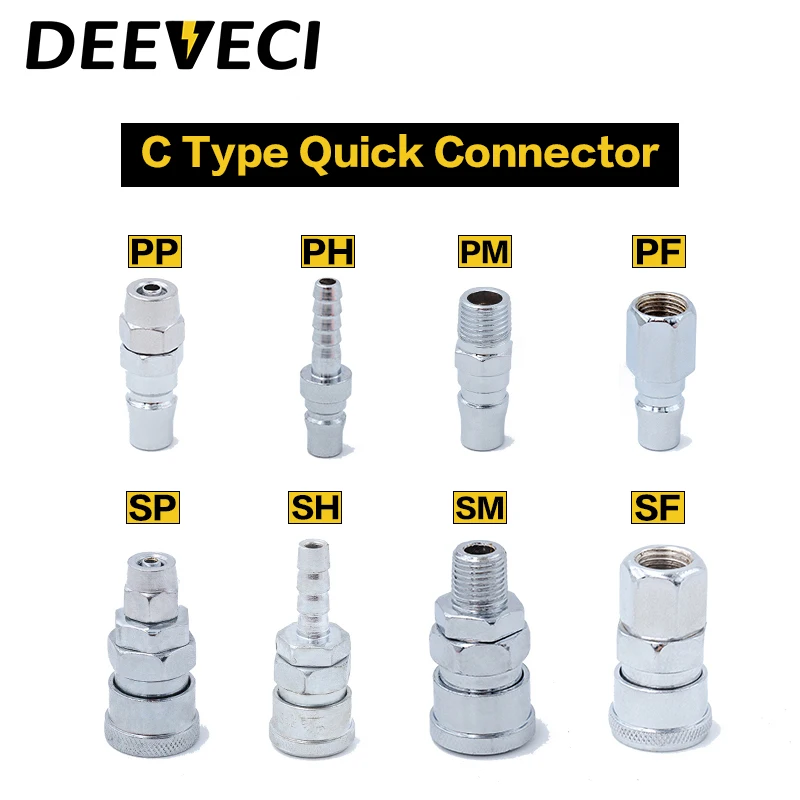 Pneumatic fitting Metal C type quick connector high pressure coupling SP SF SH SM PP PF PH PM 20 30 40 inch thread
Pneumatic fitting Metal C type quick connector high pressure coupling SP SF SH SM PP PF PH PM 20 30 40 inch thread