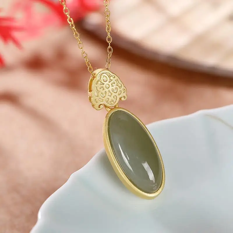 S925 Sterling Silver Natural Hetian Jade Creative Ornament Xiangyun Temperament Wild Women's Pendant Vintage Silver
S925 Sterling Silver Natural Hetian Jade Creative Ornament Xiangyun Temperament Wild Women's Pendant Vintage Silver