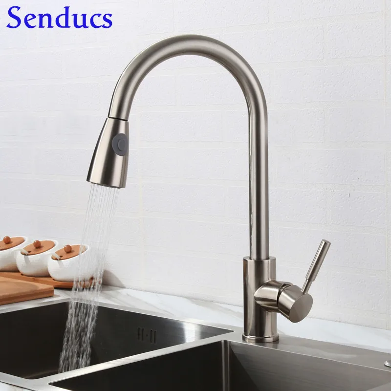 

SENDUCS Pull Down Kitchen Faucets Stainless Steel Filtered Water Tap Cleaning The Sink Faucet Brushed Nickel 360 Sprayer Tap