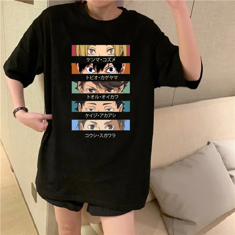 Футболка Haikyuu с забавными мультяшными глазами, женская футболка с японским аниме в стиле Харадзюку, необычная уличная одежда для волейбола
Футболка Haikyuu с забавными мультяшными глазами, женская футболка с японским аниме в стиле Харадзюку, необычная уличная одежда для волейбола