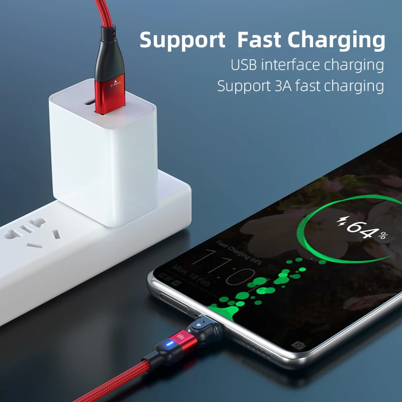 2 в 1 540 вращение PD 60 Вт USB C к кабель для Macbook Pro Samsung Huawei Xiaomi или A Type 3A Быстрая зарядка
