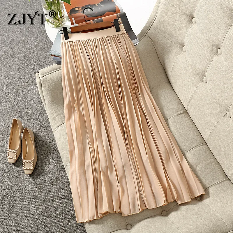 High Quality Fashion Women Summer Designers Elastic Waist Solid Office Party Mid Calf Pleated Skirts
High Quality Fashion Women Summer Designers Elastic Waist Solid Office Party Mid Calf Pleated Skirts
