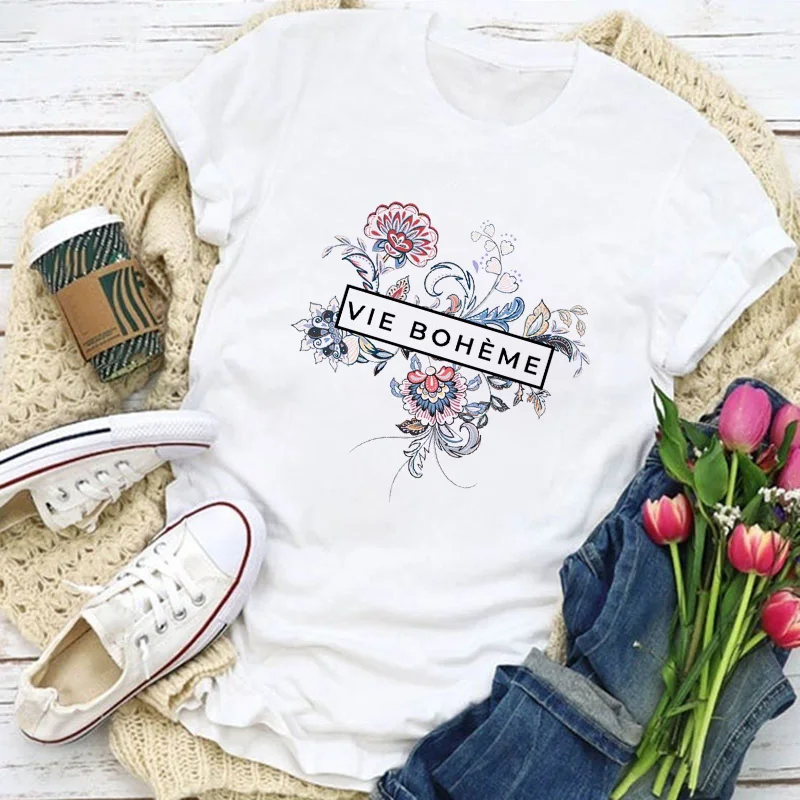 Aesthetic flowers wreath Tshirt Women t shirt 2021 Summer T-shirt Harajuku T shirt O-neck Short-sleeved Tshirt
Aesthetic flowers wreath Tshirt Women t shirt 2021 Summer T-shirt Harajuku T shirt O-neck Short-sleeved Tshirt