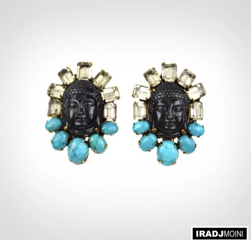 Europe and the United States wind ins brass natural turquoise gem Buddha ear clip retro auspicious rich Earrings female
Europe and the United States wind ins brass natural turquoise gem Buddha ear clip retro auspicious rich Earrings female