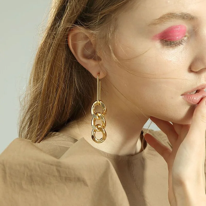 Hip Hop 925 Silver Color Thick Chain Earrings for Women Wedding Party Link Drop Earring Jewelry
Hip Hop 925 Silver Color Thick Chain Earrings for Women Wedding Party Link Drop Earring Jewelry