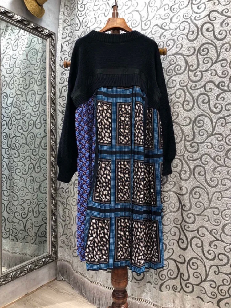 Knitted Dress 2020 Autumn Winter Casual Vestidos Women Vintage Print Knitting Patchwork Full Sleeve Fashion Long Sweater Dress
Knitted Dress 2020 Autumn Winter Casual Vestidos Women Vintage Print Knitting Patchwork Full Sleeve Fashion Long Sweater Dress