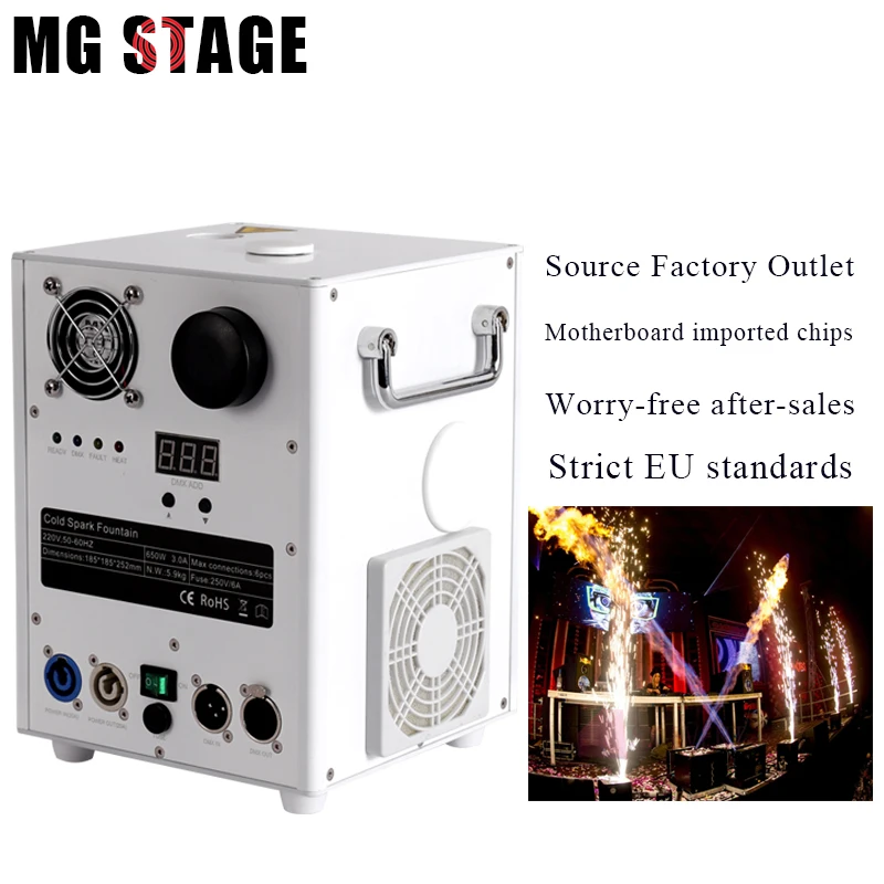 650W Fountain Sparklers Fireworks Machine Remote DMX Control Wedding Cold Spark Machine
650W Fountain Sparklers Fireworks Machine Remote DMX Control Wedding Cold Spark Machine