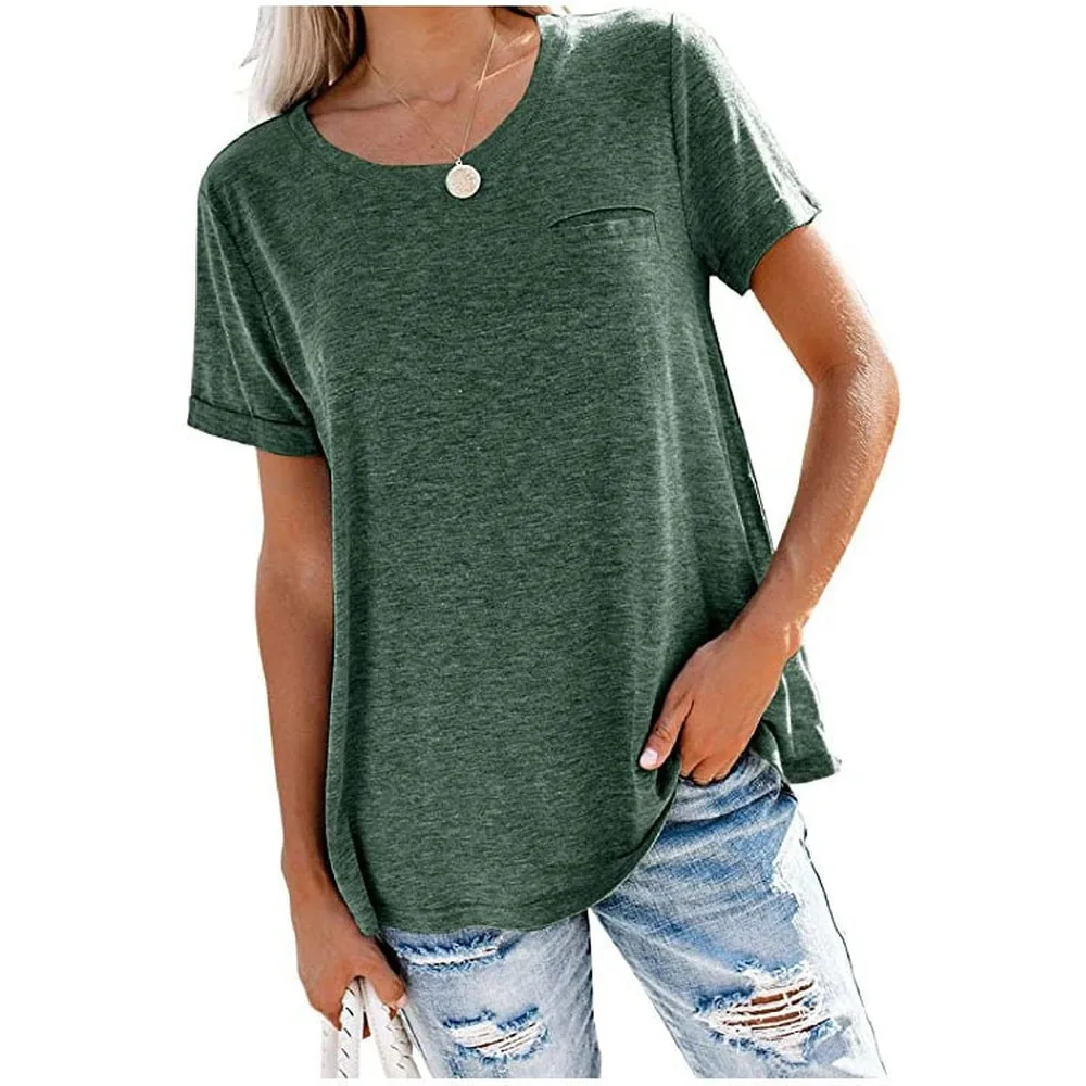 European And American Women's Top Popular Round Neck Pocket Solid Color Loose Short Sleeve T-Shirtjavascript:
European And American Women's Top Popular Round Neck Pocket Solid Color Loose Short Sleeve T-Shirtjavascript: