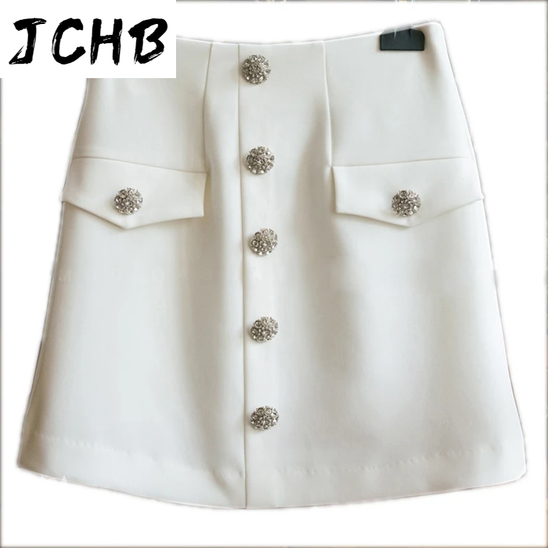 summer spring 2021 women elegant short rhinestone buttons white black mini skirts OL skirt y671
summer spring 2021 women elegant short rhinestone buttons white black mini skirts OL skirt y671
