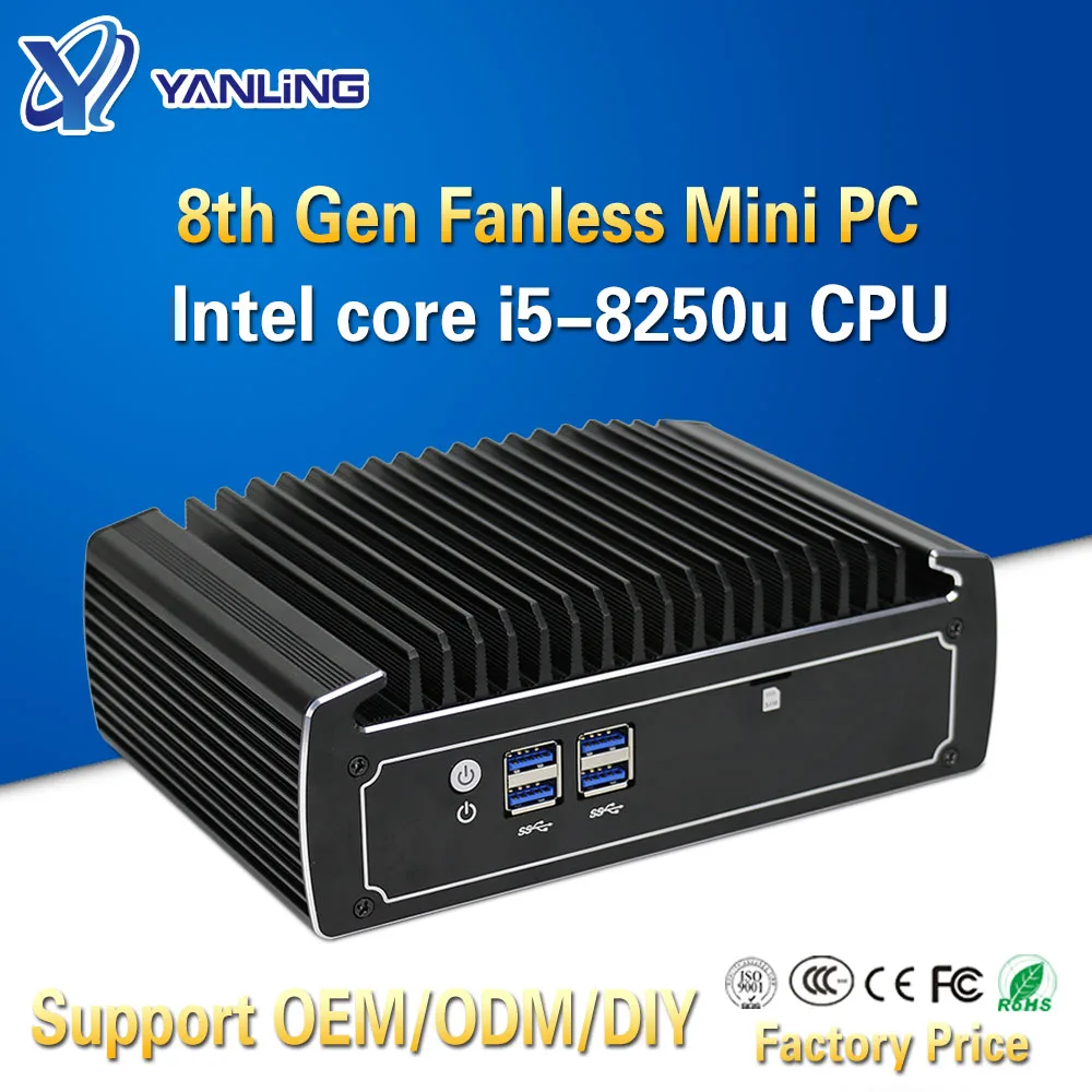Мини-ПК Yanling без вентилятора Intel Core i5 8250u 4k Nvidia i9 | Компьютеры и офис