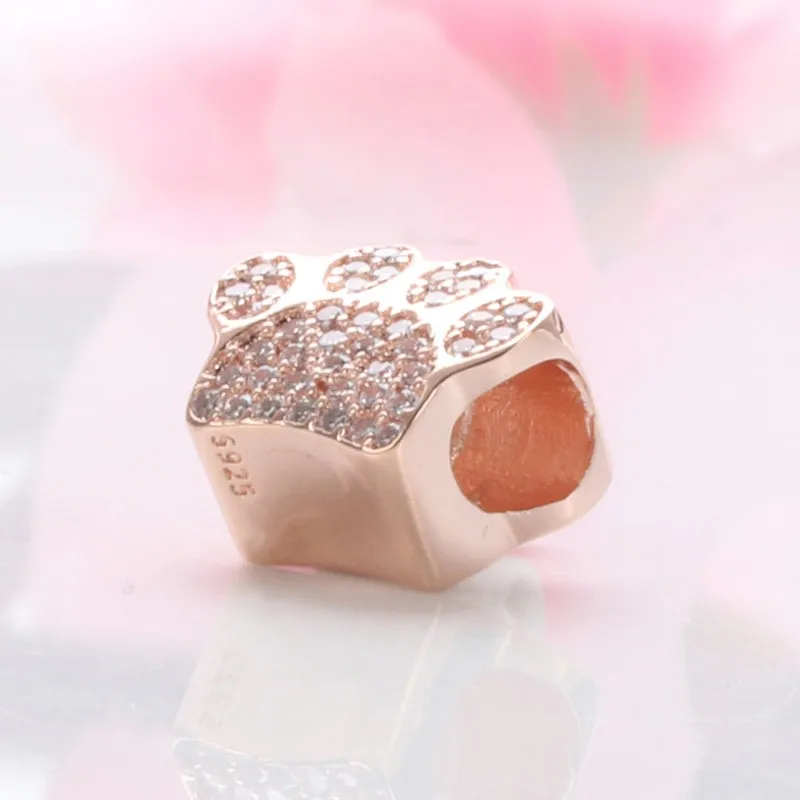 Original 925 Sterling Silver Bead Rose Gold Dog Footprints With Crystal Beads Fit Pandora Women Bracelet & Necklace Diy Jewelry
Original 925 Sterling Silver Bead Rose Gold Dog Footprints With Crystal Beads Fit Pandora Women Bracelet & Necklace Diy Jewelry