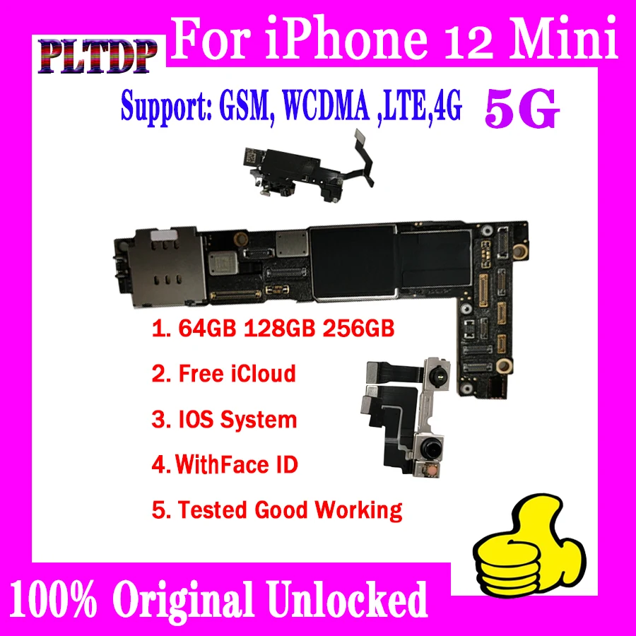 100% Original for iPhone 12 mini Motherboard With/NO Face ID for iPhone 12 MINI logic board 128gb 256gb 64gb Support 4G LTE 5G
100% Original for iPhone 12 mini Motherboard With/NO Face ID for iPhone 12 MINI logic board 128gb 256gb 64gb Support 4G LTE 5G