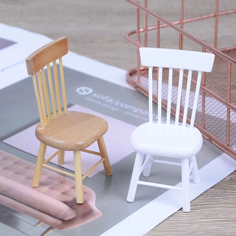 1:12 Scale Classic Pretend Play Furniture Toys for Children New Kids Dollhouse Miniature Wooden Chair | Игрушки и хобби