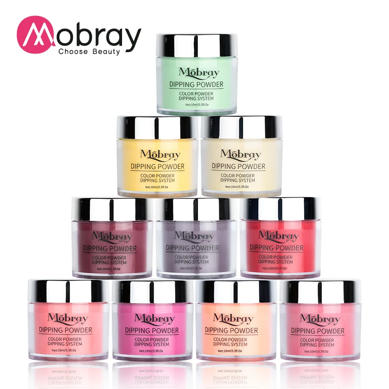 Mobray 10ml Dip Nail Powder Natural Dry Holographics Dipping System Nails Power Base Activator Without UV Lamp Cure|Блестки для