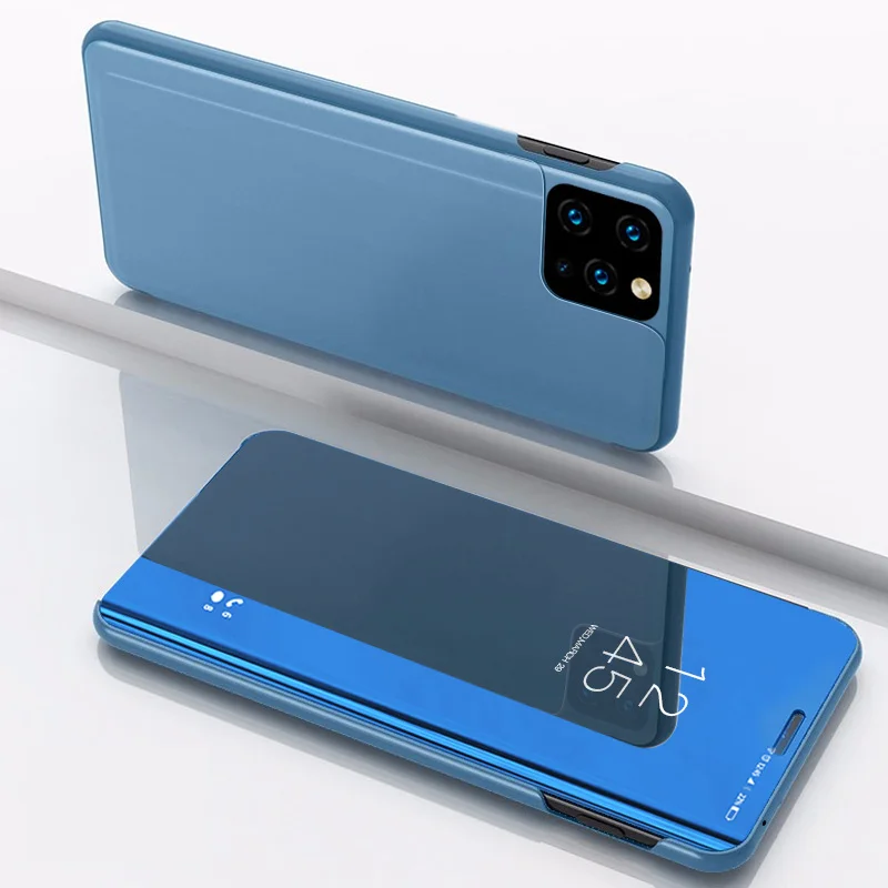 Зеркальный флип чехол для телефона iPhone 11 прозрачный вид полная Защита Чехол