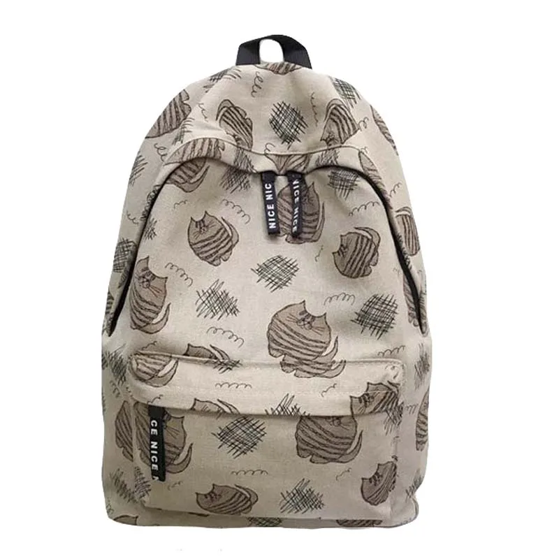 

5PCS/LOT Cute Cat Printing Backpack Kawaii Bag Schoolbag Backpack Canvas Travel Rucksacks Cartoon School Bags for Teenage Girl