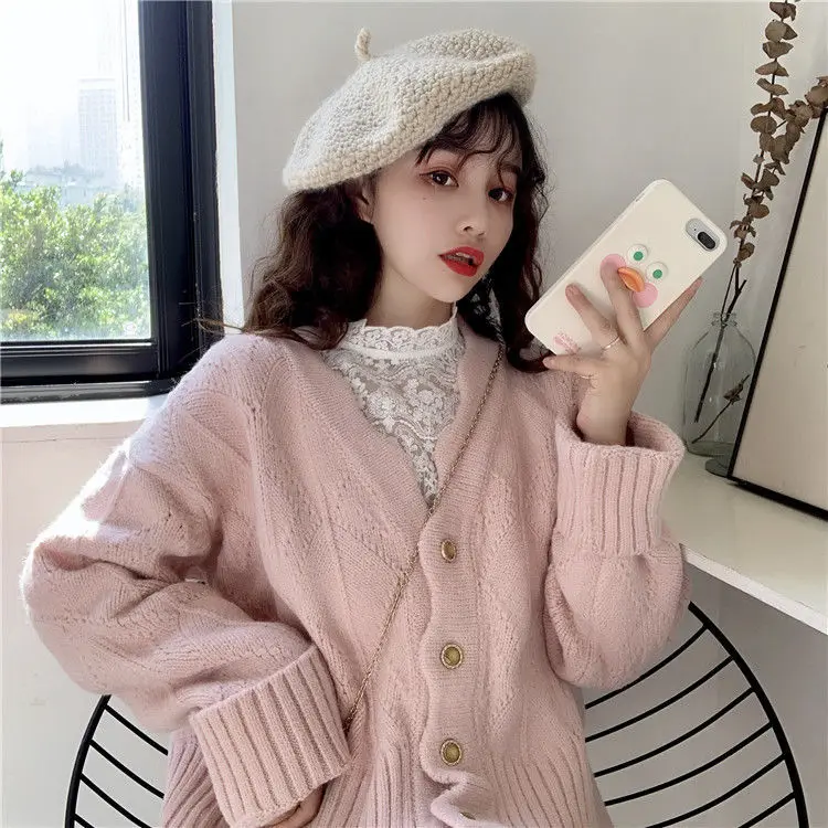 Women Cardigan Sweaters Solid Knitted Sweet Females Autumn Outwear Plus Size 3XL Warm Ruffle Korean Style Soft Leisure Loose New
Women Cardigan Sweaters Solid Knitted Sweet Females Autumn Outwear Plus Size 3XL Warm Ruffle Korean Style Soft Leisure Loose New