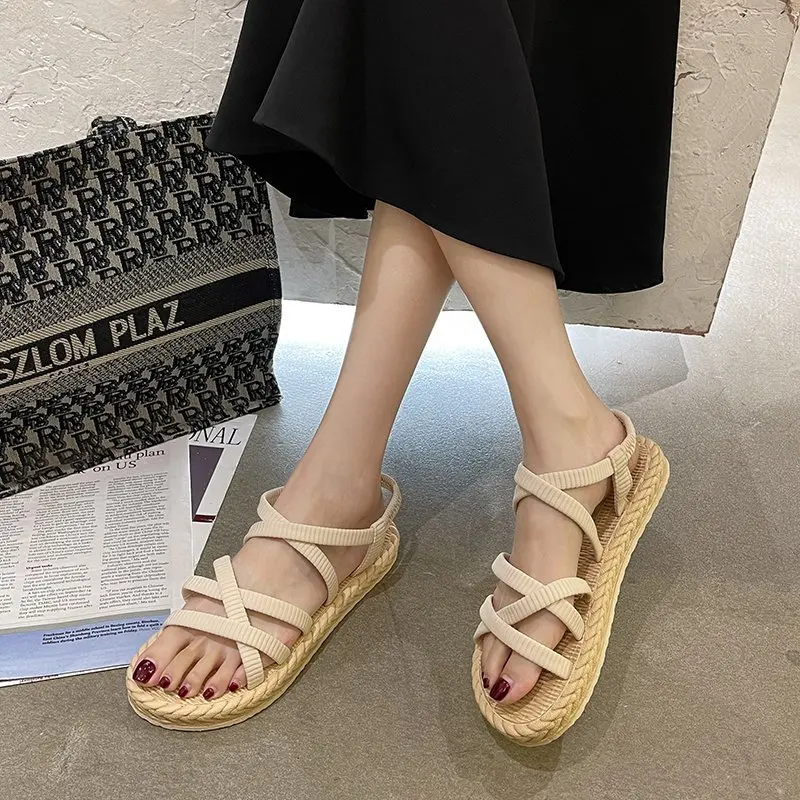 Summer casual women's sandals linen flat shoes thick-soled women's elastic band fashion new open-toed comfortable sandals
Summer casual women's sandals linen flat shoes thick-soled women's elastic band fashion new open-toed comfortable sandals