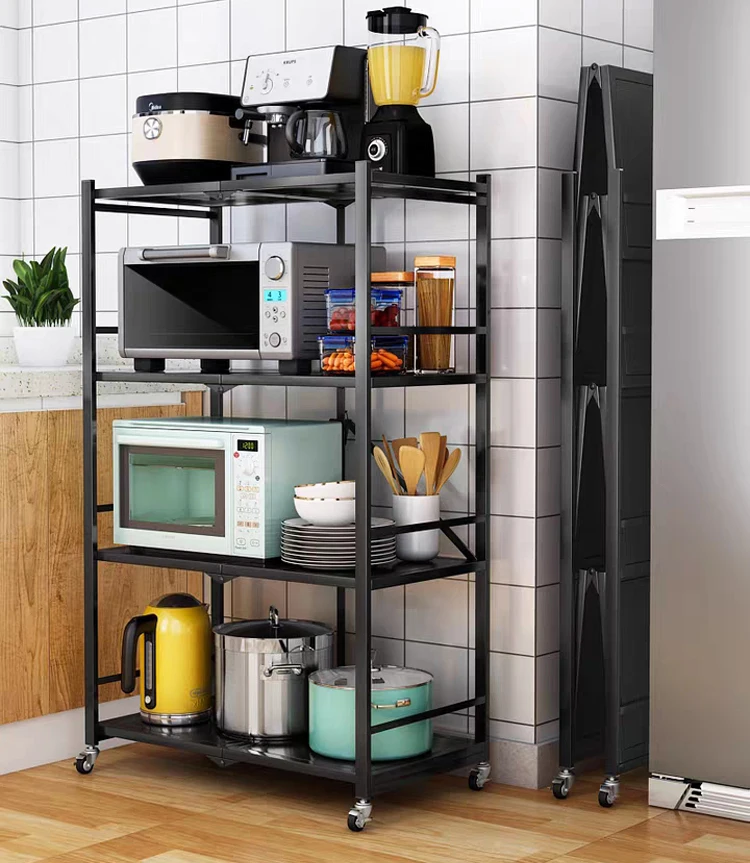 4 layer folding kitchen shelf with wheels floor pot microwave oven kitchen supplies storage rack kitchen trolley cart
4 layer folding kitchen shelf with wheels floor pot microwave oven kitchen supplies storage rack kitchen trolley cart