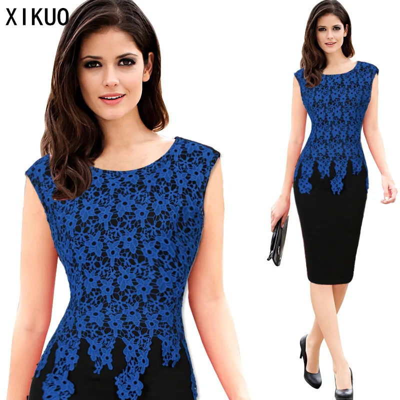 Ladies Hot-selling Large Size Applique Lace Dress Skirt Stitching Round Neck Pencil Skirt Slim Fit Hip Dress 
Ladies Hot-selling Large Size Applique Lace Dress Skirt Stitching Round Neck Pencil Skirt Slim Fit Hip Dress