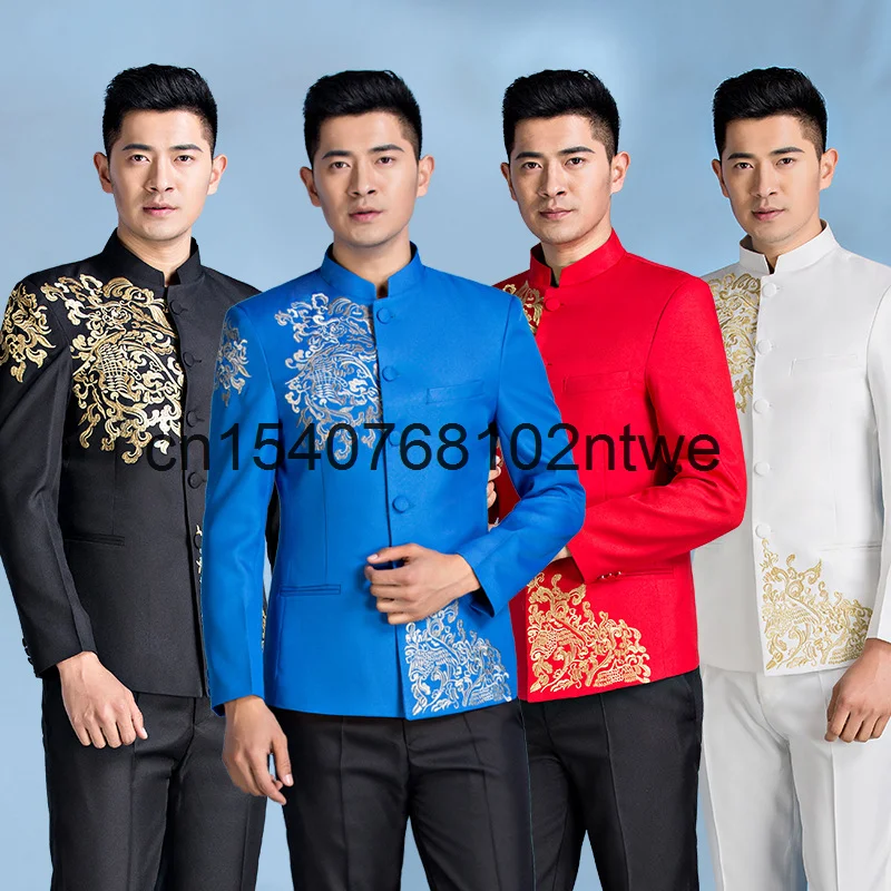 Мужской костюм для выступлений Zhongshan, новинка 2021, приталенный костюм с вышивкой, костюм для ведущей сцены, китайское свадебное платье
Мужской костюм для выступлений Zhongshan, новинка 2021, приталенный костюм с вышивкой, костюм для ведущей сцены, китайское свадебное платье