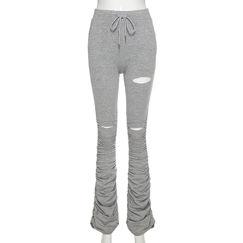 ZKYZWX High Waist Hole Stacked Leggings Sweatpants Women Fitness Joggers Elastic Summer Ruched Flare Pants Bell Bottom Trouser
ZKYZWX High Waist Hole Stacked Leggings Sweatpants Women Fitness Joggers Elastic Summer Ruched Flare Pants Bell Bottom Trouser