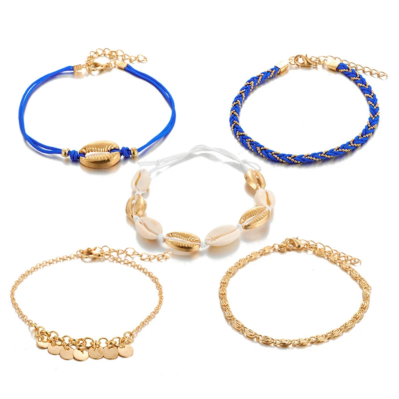 5PCs/Set Chic Bohemia Anklet Gold Color White Blue Round Shell Anklets Charm For Women Link Leg Chain Beach Holiday Foot Jewelry
5PCs/Set Chic Bohemia Anklet Gold Color White Blue Round Shell Anklets Charm For Women Link Leg Chain Beach Holiday Foot Jewelry