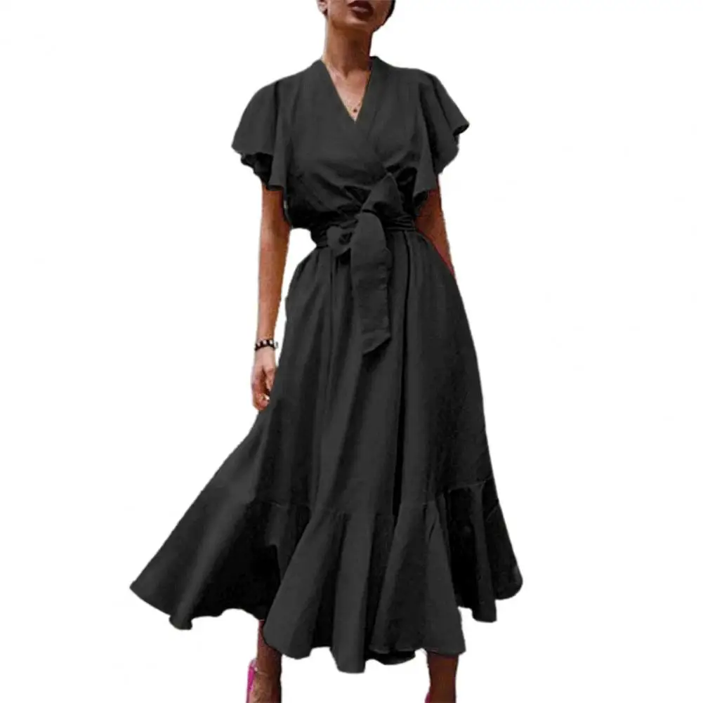 Ruffle Short Sleeve Maxi Dress High Waist Women Ruffle Large Hem V-neck Lacing Dress Sundress for party Summer Black xxxl
Ruffle Short Sleeve Maxi Dress High Waist Women Ruffle Large Hem V-neck Lacing Dress Sundress for party Summer Black xxxl