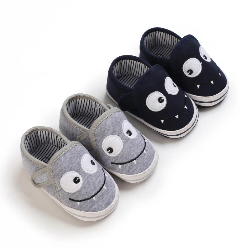 

Prewalker New Baby Solid Color Velcro Bean Shoes Big Eyes Smiley Face 0-18 Month Comfortable Walking Shoes
