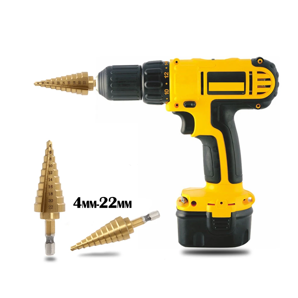 Step Drill Bit Hss Titanium Coated Step Cone Metal Hole Cutter Metal Hex Tapered Drill Power Tools Accessories
Step Drill Bit Hss Titanium Coated Step Cone Metal Hole Cutter Metal Hex Tapered Drill Power Tools Accessories