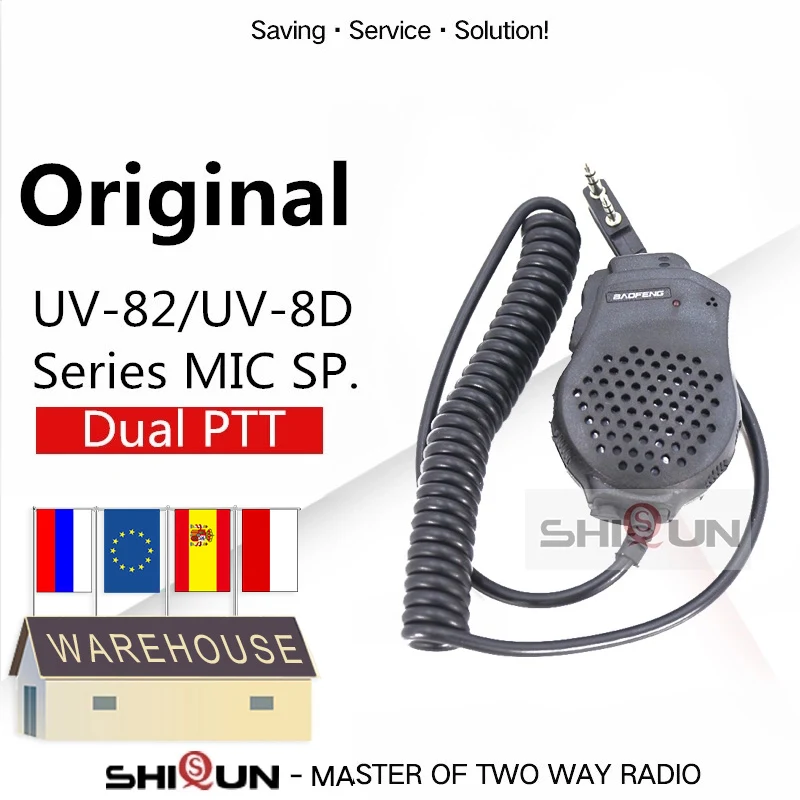 Двойной PTT Динамик микрофон UV 82 8 UV82L 89 плюс 82TP GT 5TP 82HP 82HX радио 8D UV82 SP|Рации| |
