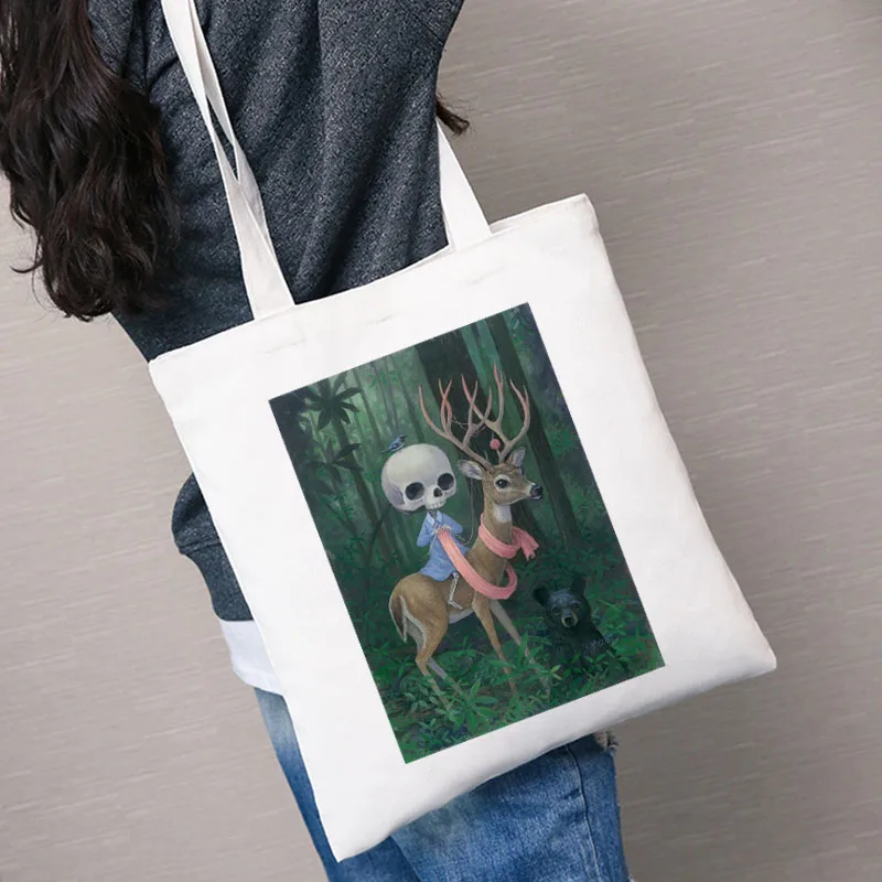 Women Canvas Tote Bag Retro Skull Eco female Shopping Bag Fashion Harajuku Foldable Tote Bag Ladies Shopper Shoulder Bag 2021
Women Canvas Tote Bag Retro Skull Eco female Shopping Bag Fashion Harajuku Foldable Tote Bag Ladies Shopper Shoulder Bag 2021