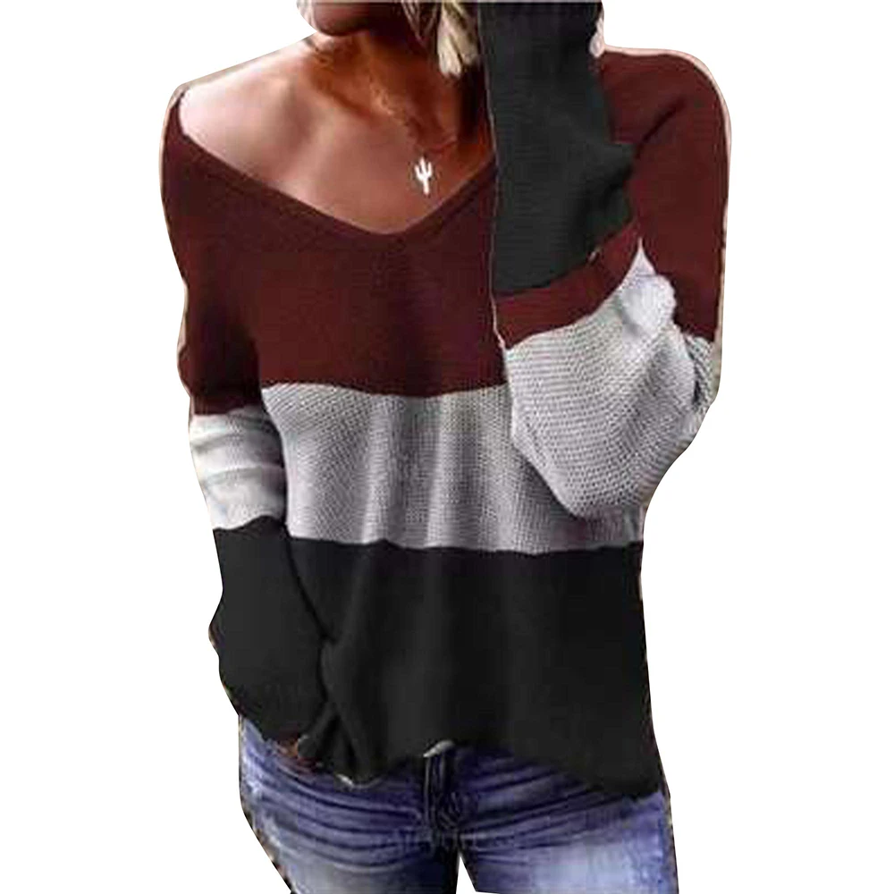 Spring Autumn Classic Women Soft Pullover Colorblock Loose Long Sleeve Casual Patchwork Ladies Sweater Sexy V-Neck Knitwear
Spring Autumn Classic Women Soft Pullover Colorblock Loose Long Sleeve Casual Patchwork Ladies Sweater Sexy V-Neck Knitwear