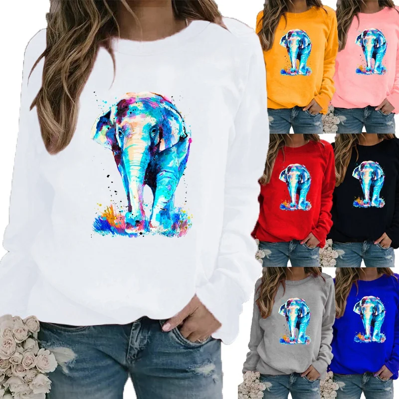 Women Winter Fashion Casual Round Neck Long Sleeved Elephant Printed Shirts & Tops Loose Ladies Graphic T-shirt Blouse Plus Size
Women Winter Fashion Casual Round Neck Long Sleeved Elephant Printed Shirts & Tops Loose Ladies Graphic T-shirt Blouse Plus Size
