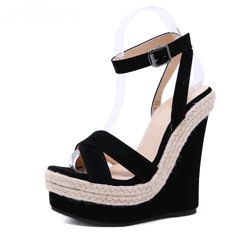 Fashion Ladies Summer Sandals Shoes Buckle Straps Casual Thick-soled Wedges Platform High Heels 15CM | Обувь