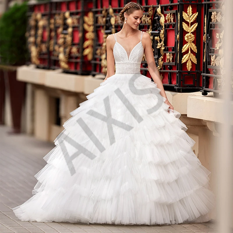 Jasmine Wedding Dress Spaghetti Strap Sleeveless A-Line Open Back Cake Bride Vestido Lace Tiered Tulle Pure Love Robe de mariee
Jasmine Wedding Dress Spaghetti Strap Sleeveless A-Line Open Back Cake Bride Vestido Lace Tiered Tulle Pure Love Robe de mariee