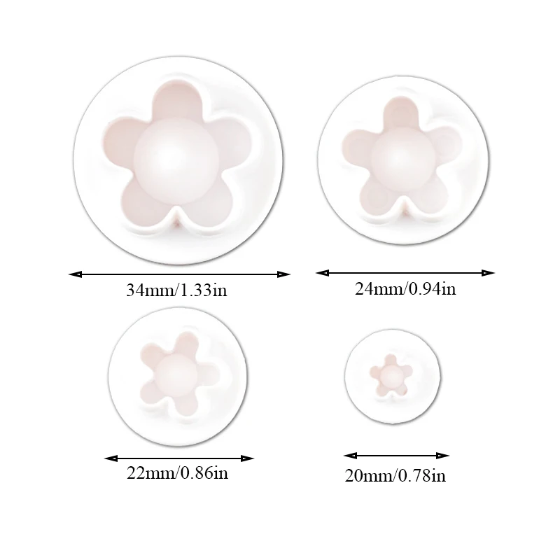 4Pcs/Set Plum Blossom Plunger Fondant Cutter Biscuit Mold Sugarcraft Cake Decorating Tools DIY Cookie Stamper Baking Accessories
4Pcs/Set Plum Blossom Plunger Fondant Cutter Biscuit Mold Sugarcraft Cake Decorating Tools DIY Cookie Stamper Baking Accessories