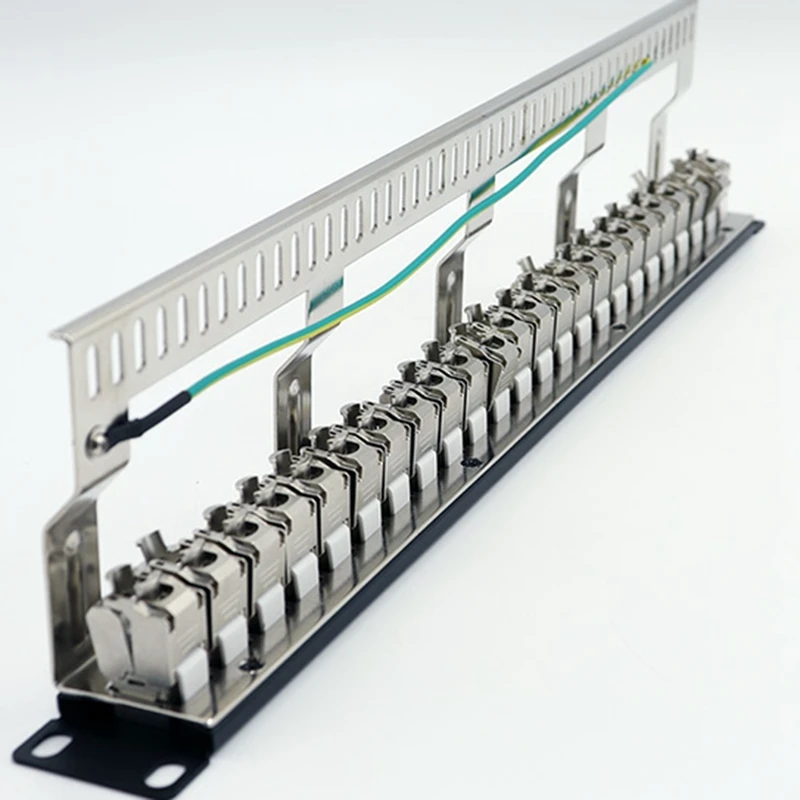 Cat7 Patch Panel 24Port CAT7/CAT6A FTP Patch Panel Full Shielded Incl. 24X Cat7 Shielded Keystone Adapter 1U 19Inch
Cat7 Patch Panel 24Port CAT7/CAT6A FTP Patch Panel Full Shielded Incl. 24X Cat7 Shielded Keystone Adapter 1U 19Inch