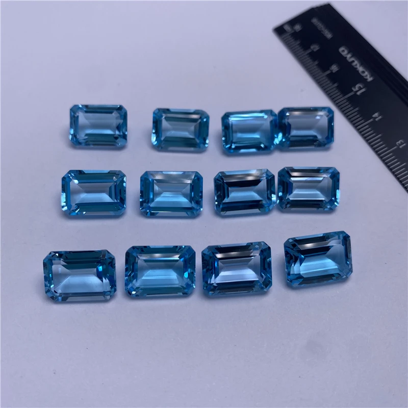 Good Quatity 14*10MM Emerald Cut Blue Topaz Rectangle Faceted Gemstone Natural Topaz Loose Gemstone Beads for Jewelry Making
Good Quatity 14*10MM Emerald Cut Blue Topaz Rectangle Faceted Gemstone Natural Topaz Loose Gemstone Beads for Jewelry Making