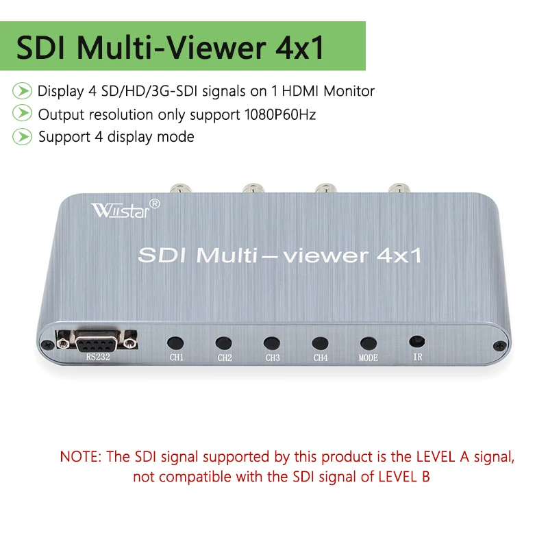 Коммутатор Wiistar SDI 4x1 мультивьюер 4X1 4 в HDMI 1 выход 1080P60Hz SD/HD/3G RS232 для ПК