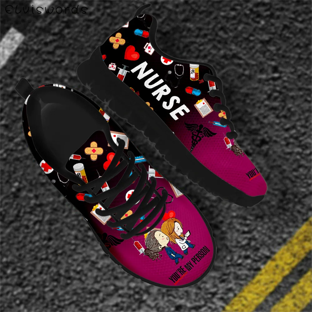 ELVISWORDS Casual Woman Nurse Sneakers Gradient You Are My Person Medical Designer Female Lace Up Flats Footwear Walking Shoes
ELVISWORDS Casual Woman Nurse Sneakers Gradient You Are My Person Medical Designer Female Lace Up Flats Footwear Walking Shoes