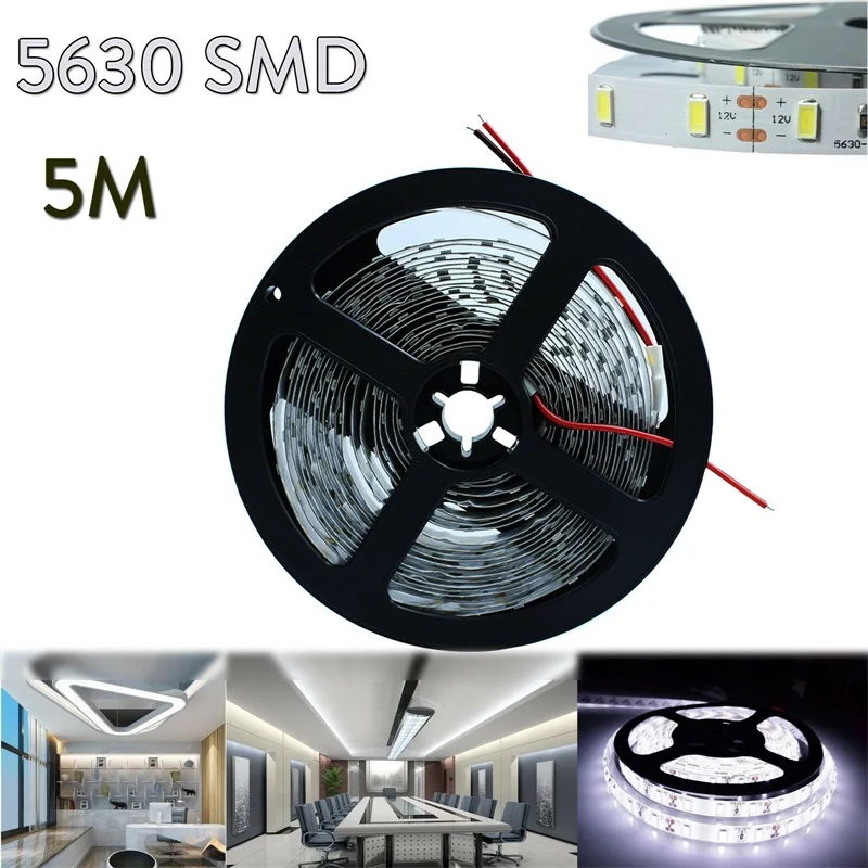 5 м 300 светодиодная полоса светильник 5630 SMD DC12V 60 светодиодов/м холодный белый
