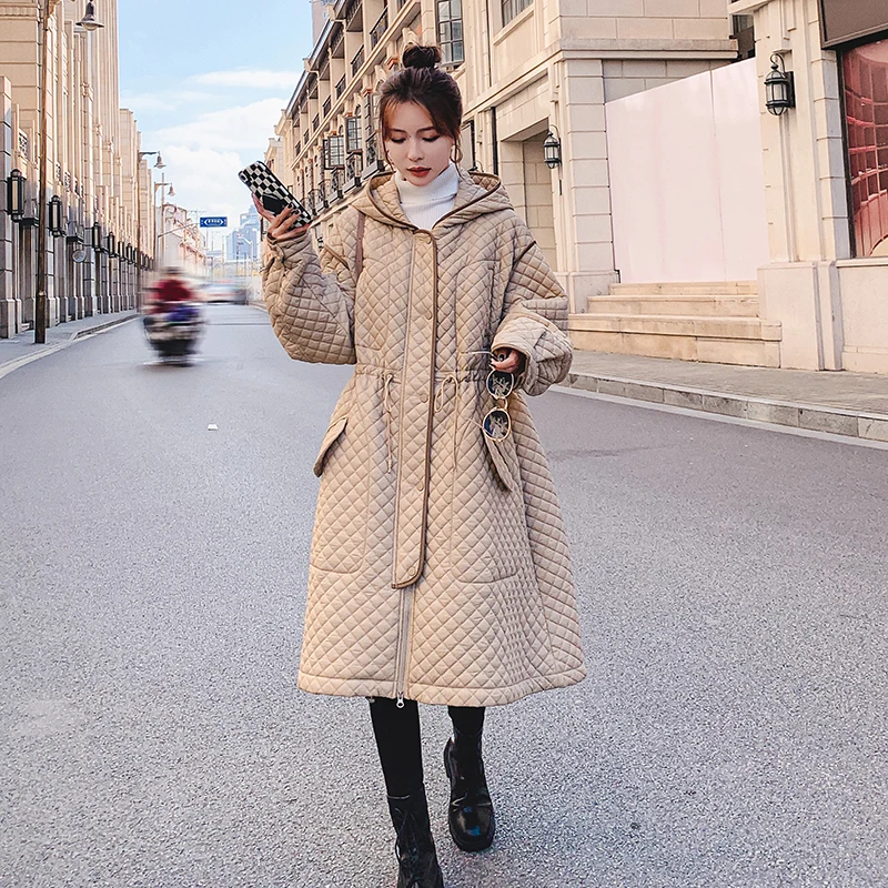 Women Fashion Korean Argyle Design Loose Hooded Long Coat Cotton Padded Jacket Winter Clothes Female Elegant Thick Parka MY02
Women Fashion Korean Argyle Design Loose Hooded Long Coat Cotton Padded Jacket Winter Clothes Female Elegant Thick Parka MY02