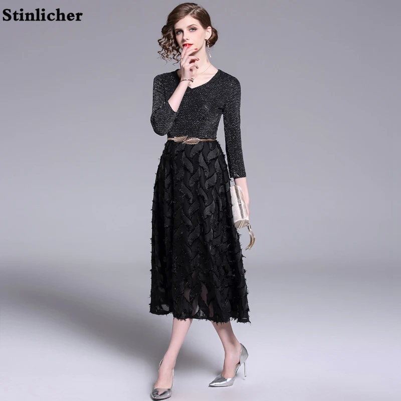 Runway Fashion Shiny Sequin Dress Women Sexy V-Neck Slim Feather Tassel Long Party Dress Ladies Black Bodycon Vestidos Robe
Runway Fashion Shiny Sequin Dress Women Sexy V-Neck Slim Feather Tassel Long Party Dress Ladies Black Bodycon Vestidos Robe