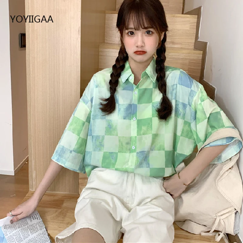 Summer Women Short Sleeve Shirts Tie-dye Female Blouse Casual Shirt Harajuku Ladies Girls Shirts Turn-down Collar Woman Shirt
Summer Women Short Sleeve Shirts Tie-dye Female Blouse Casual Shirt Harajuku Ladies Girls Shirts Turn-down Collar Woman Shirt