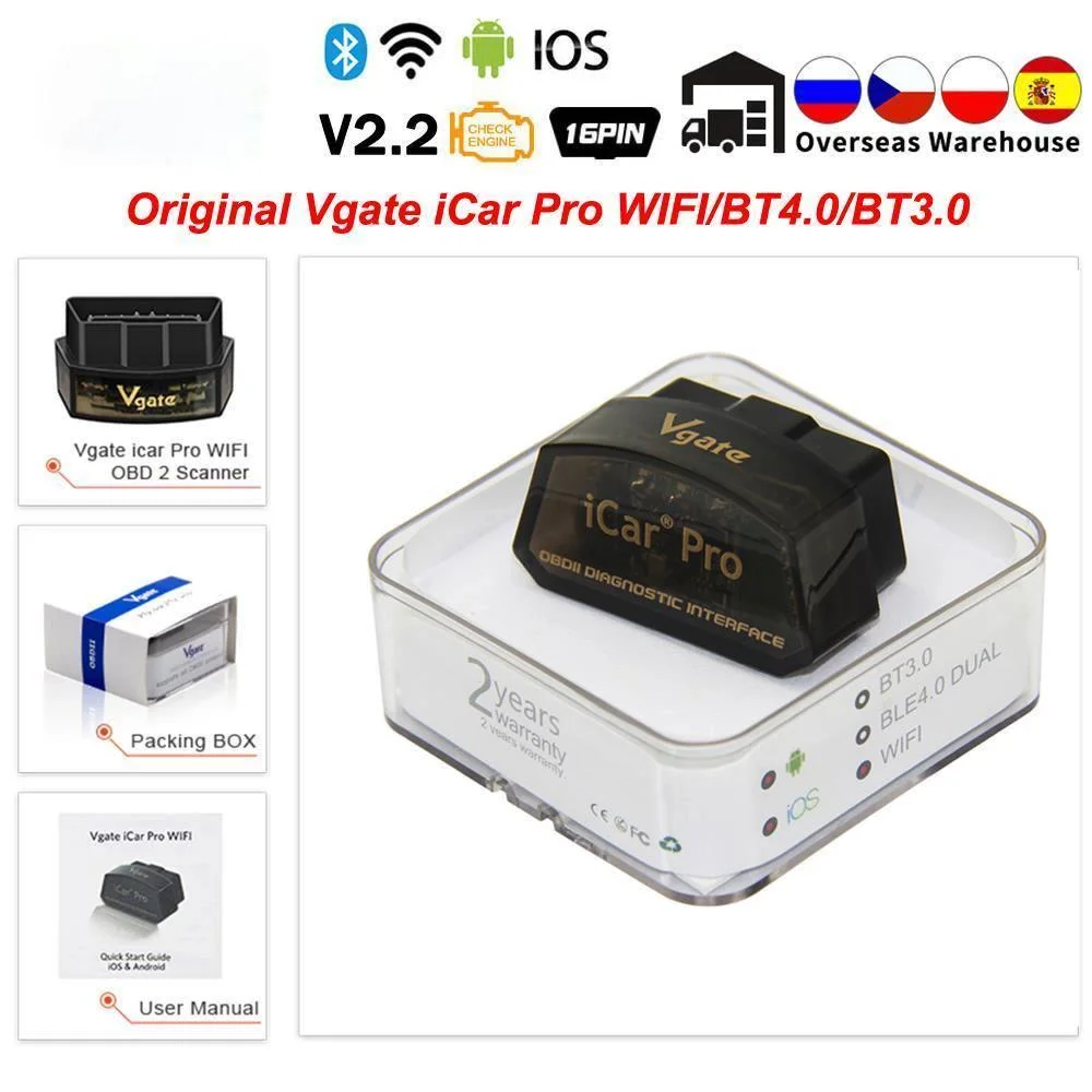 Оригинальный сканер Vgate iCar Pro Bluetooth 4,0 ELM327 WIFI OBD2 для Android/IOS OBD Автомобильные диагностические инструменты
Оригинальный сканер Vgate iCar Pro Bluetooth 4,0 ELM327 WIFI OBD2 для Android/IOS OBD Автомобильные диагностические инструменты